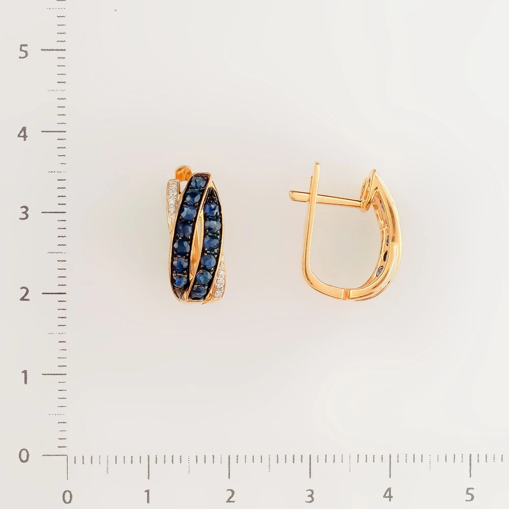 Серьги с сапфиром из красного золота 585 пробы 2