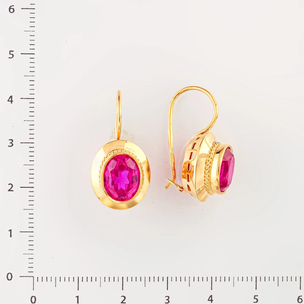 Серьги с фианитом из красного золота 583 пробы 2