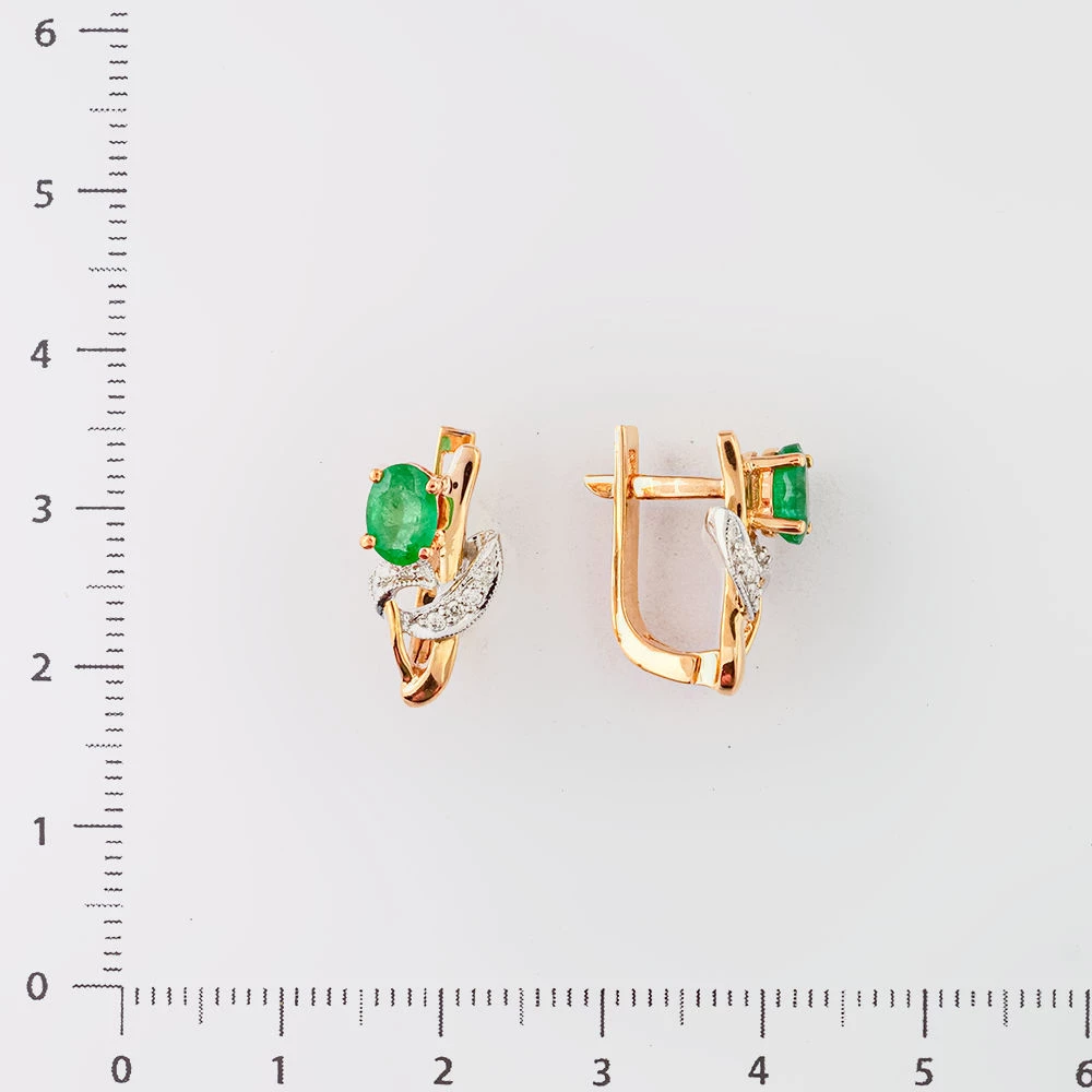 Серьги с изумрудом из красного золота 585 пробы 2