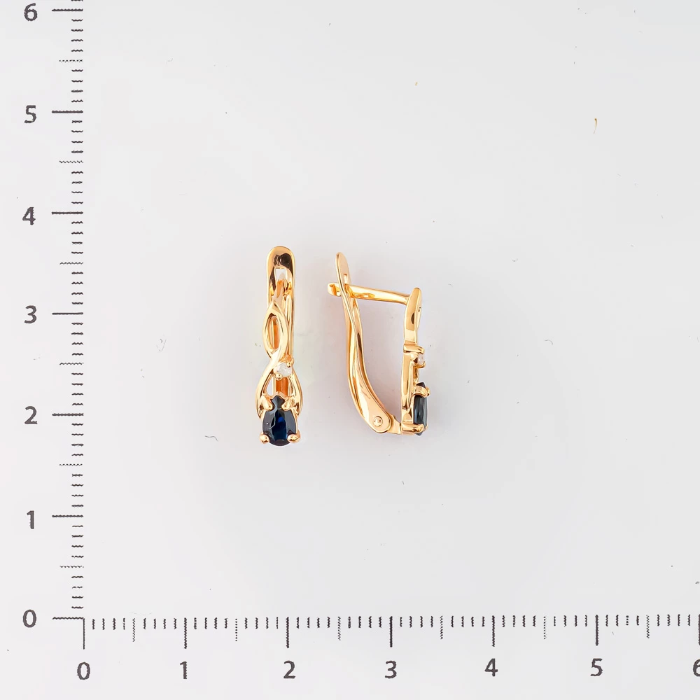 Серьги с сапфиром из красного золота 585 пробы 2