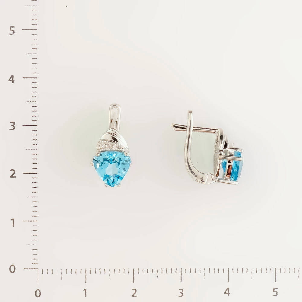 Серьги с топазом из белого золота 585 пробы 2