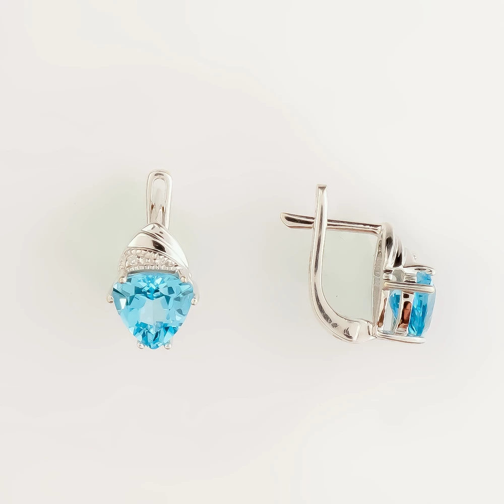 Серьги с топазом из белого золота 585 пробы 1