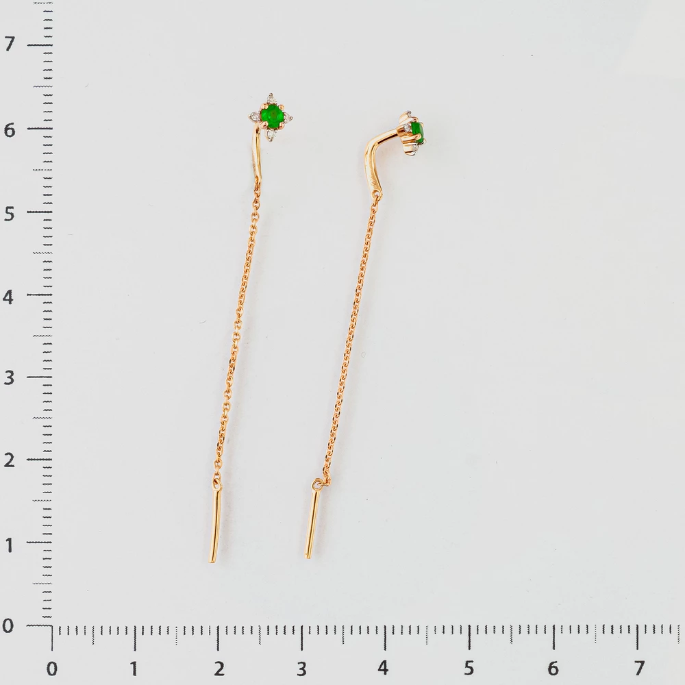 Серьги с изумрудом из красного золота 585 пробы 2