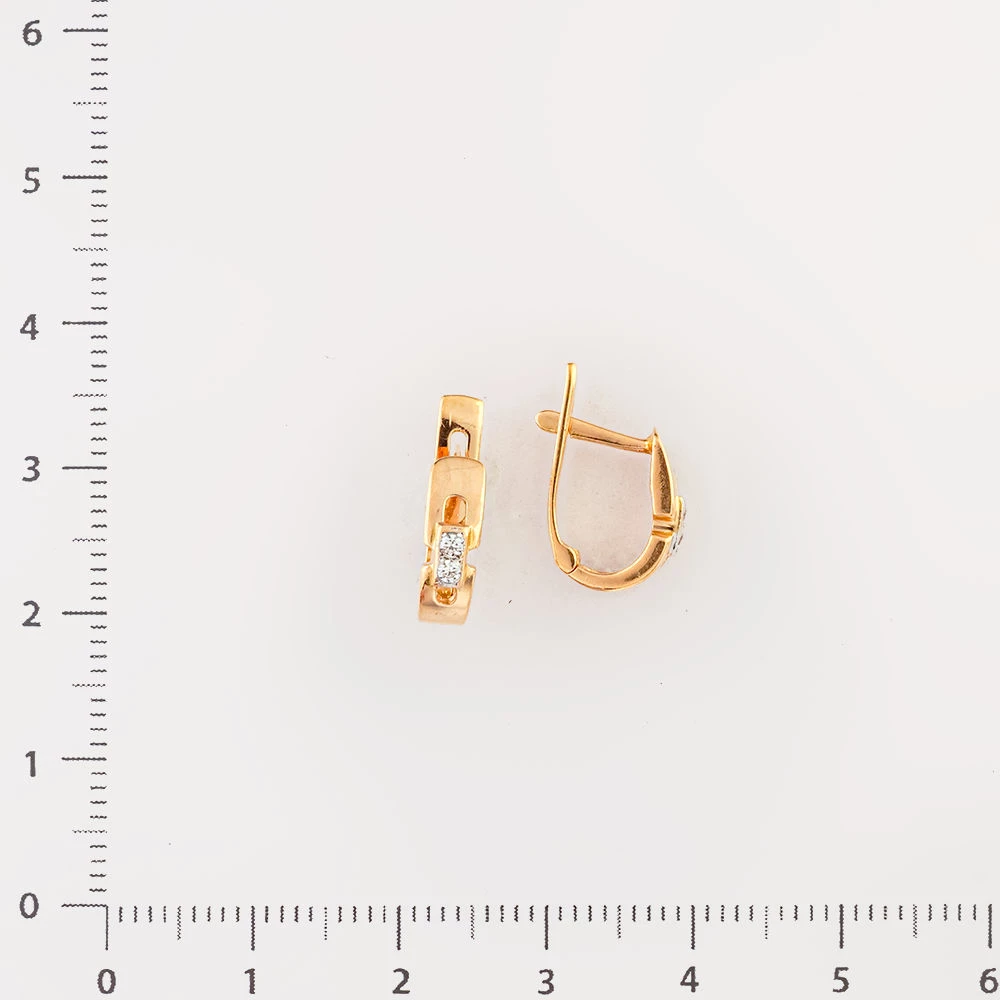 Серьги с фианитом из красного золота 585 пробы 2