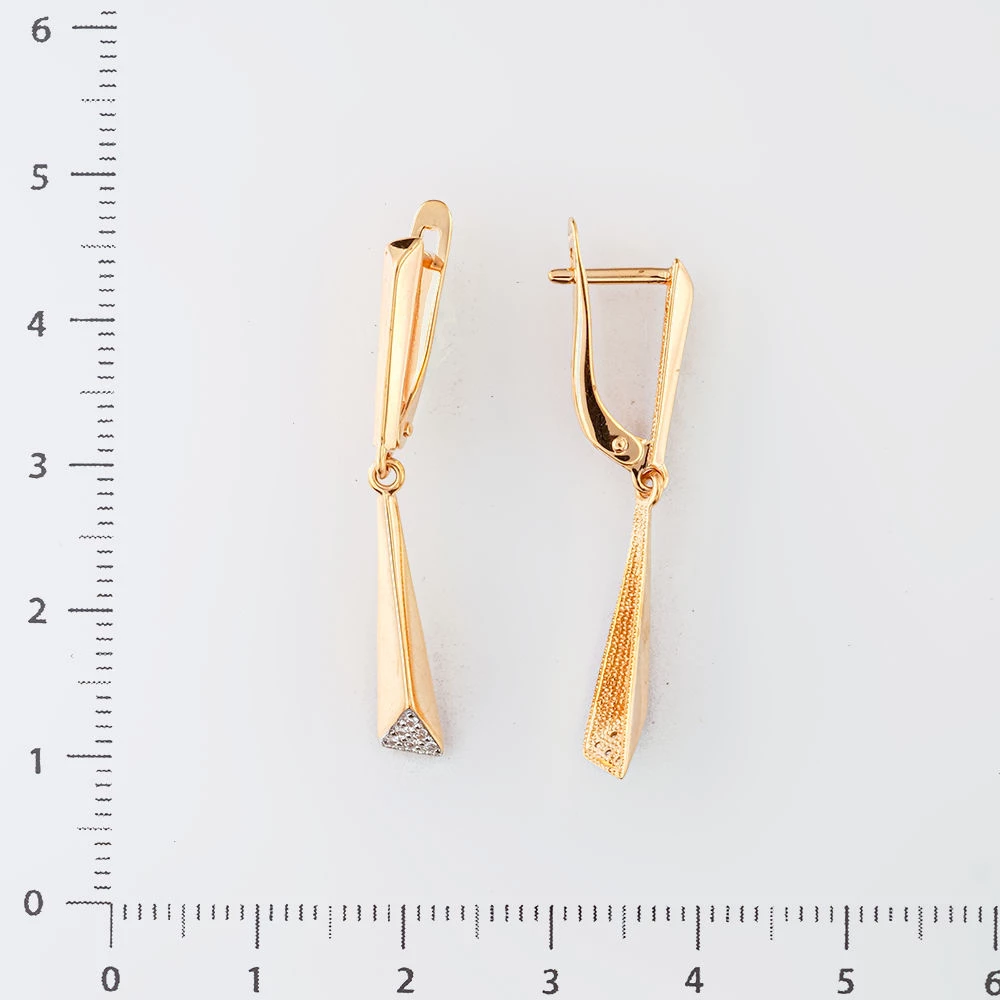 Серьги с фианитом из красного золота 585 пробы 2