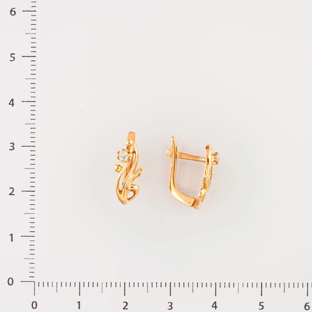 Серьги с фианитом из красного золота 585 пробы 2