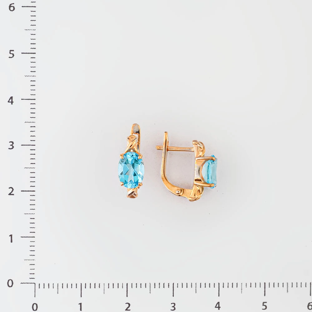 Серьги с топазом из красного золота 375 пробы 2