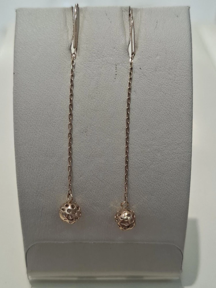 Серьги-продевки из красного золота 585 пробы 1