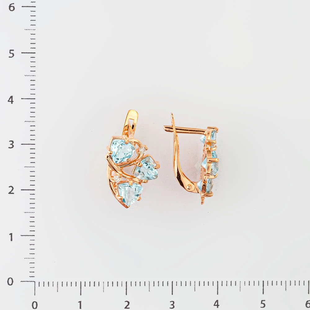 Серьги с топазом из красного золота 585 пробы 2