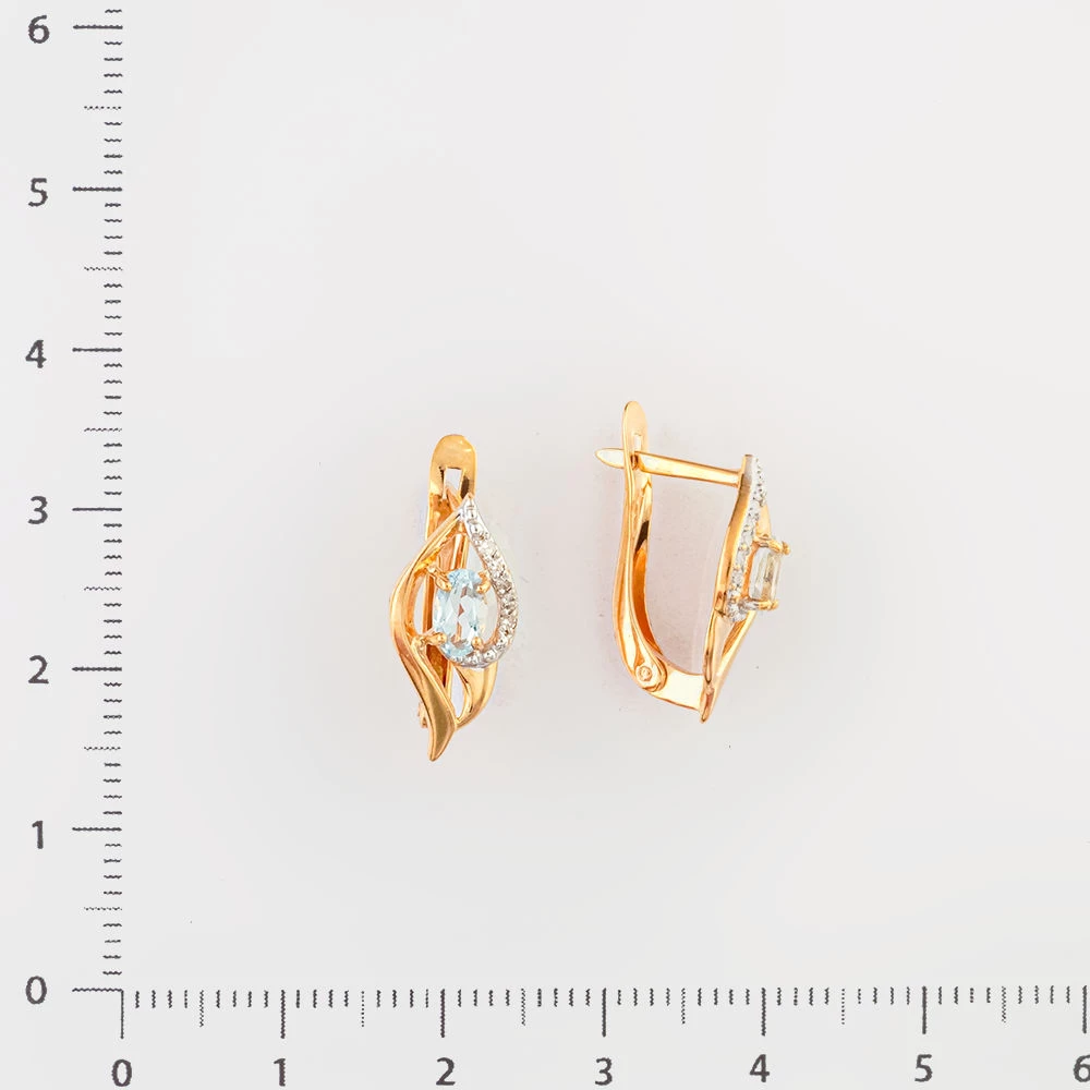 Серьги с топазом из красного золота 585 пробы 2