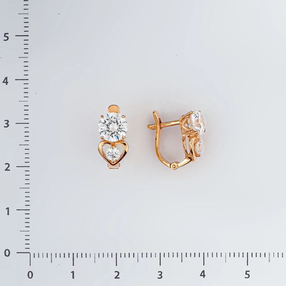 Серьги с фианитом из красного золота 585 пробы 2