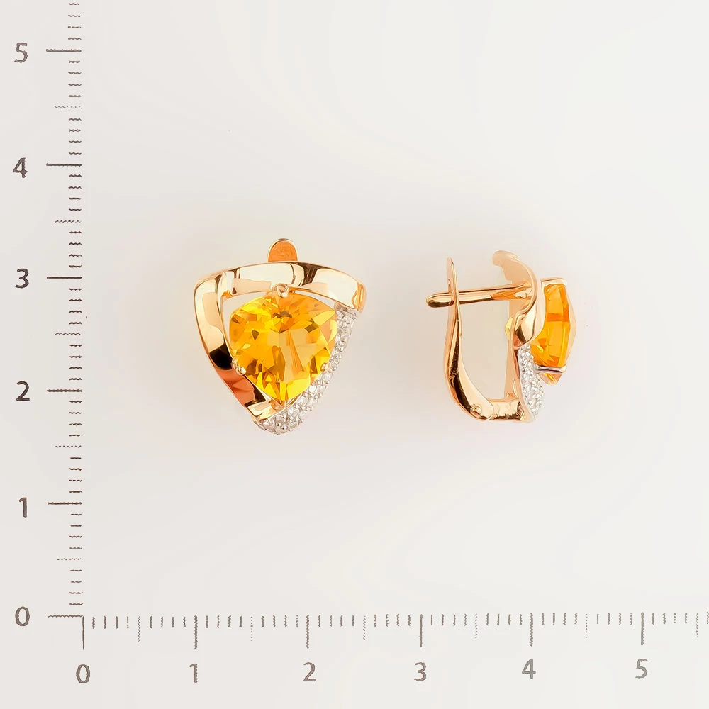 Серьги с цитрином из красного золота 585 пробы 2