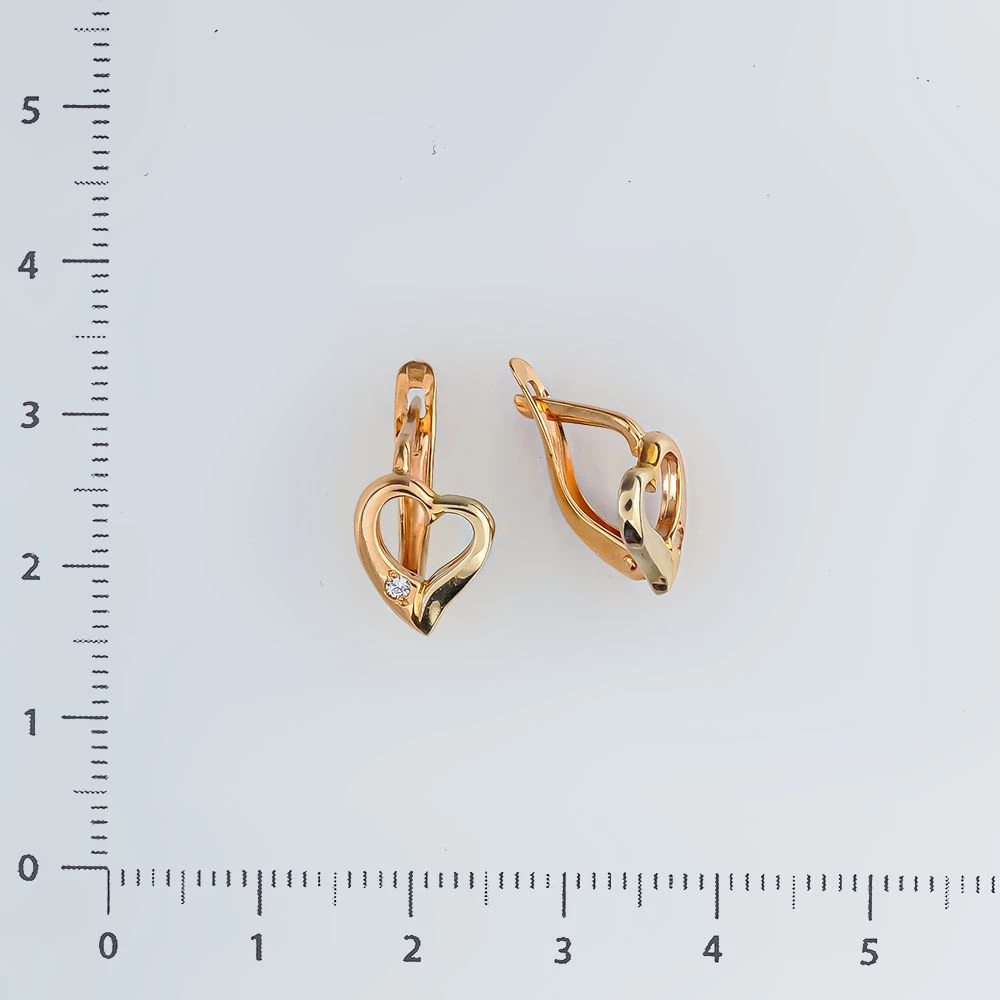 Серьги с фианитом из красного золота 585 пробы 2