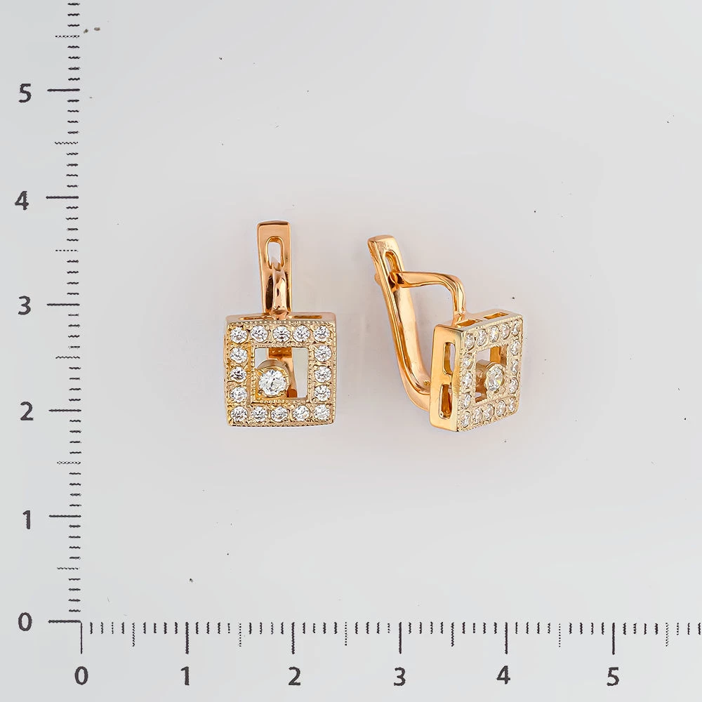 Серьги с фианитом из красного золота 585 пробы 2