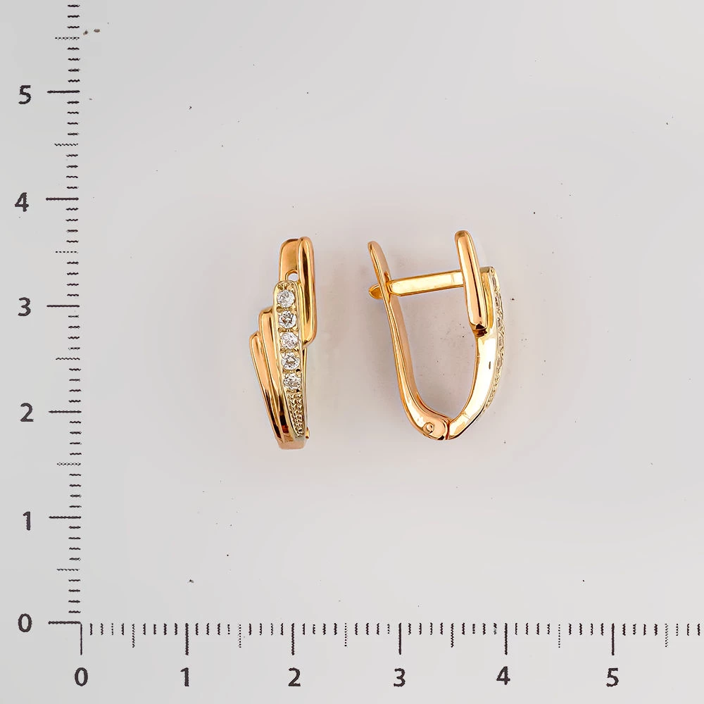 Серьги с фианитом из красного золота 585 пробы 2