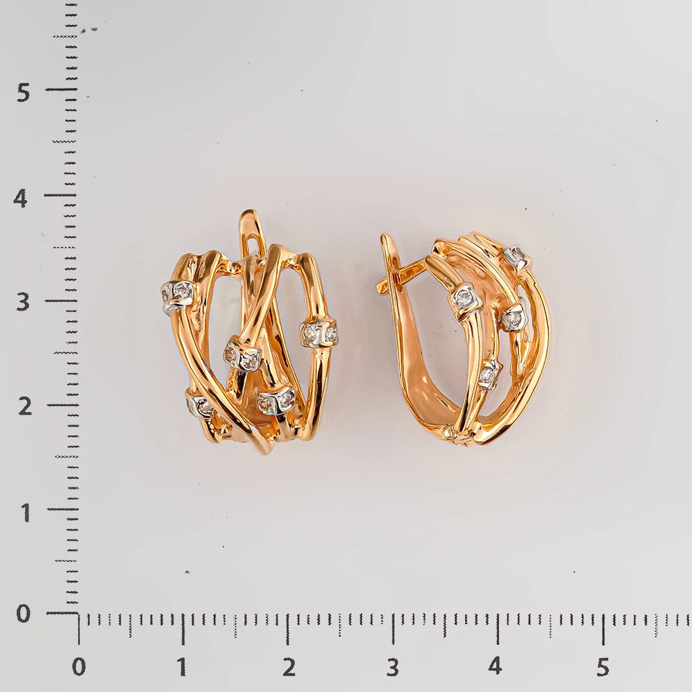 Серьги с фианитом из красного золота 585 пробы 2