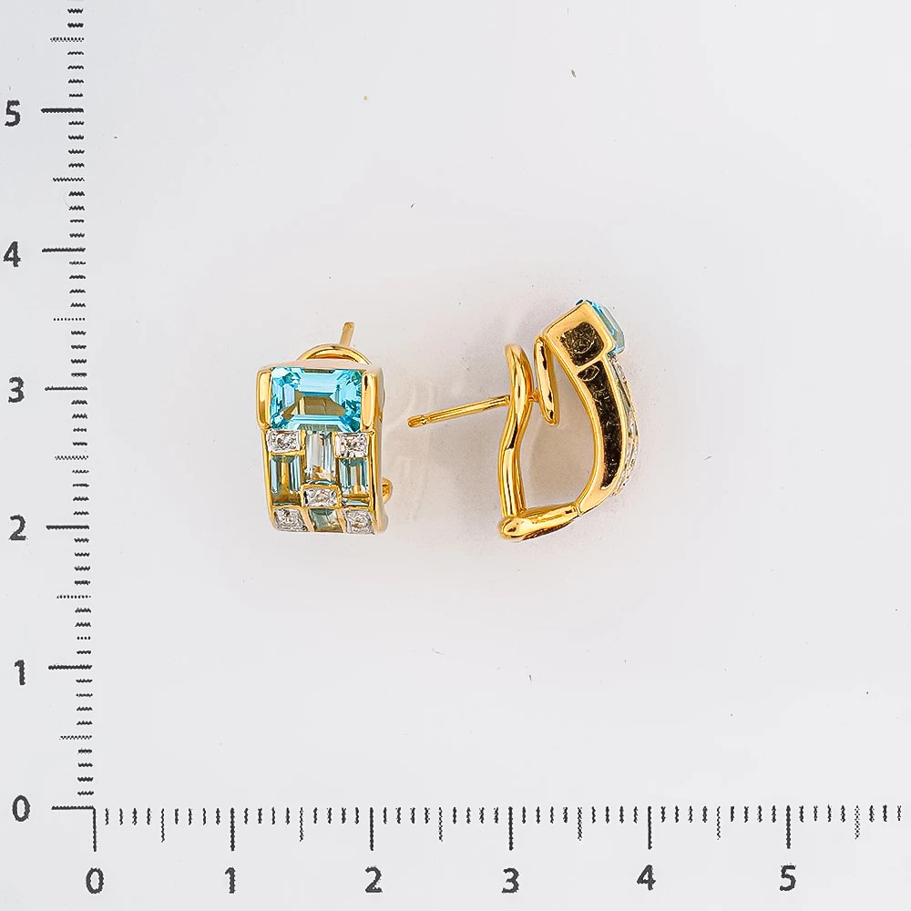 Серьги с топазом из желтого золота 585 пробы