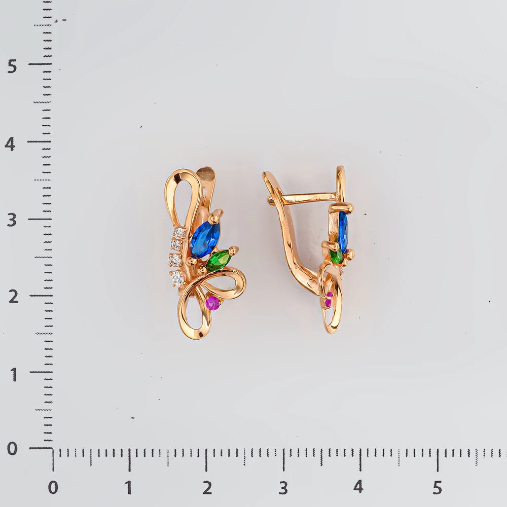 Серьги с фианитом из красного золота 585 пробы 2