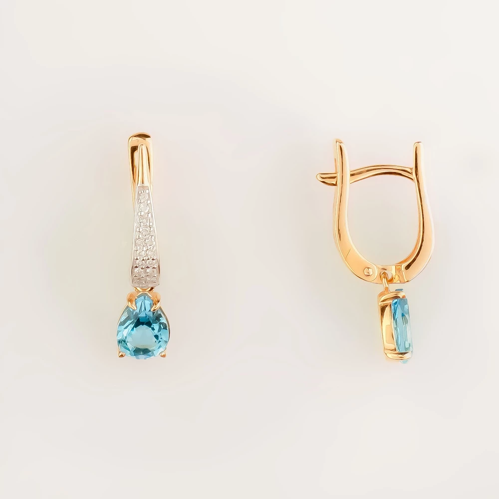 Серьги с ситаллом из красного золота 585 пробы 1