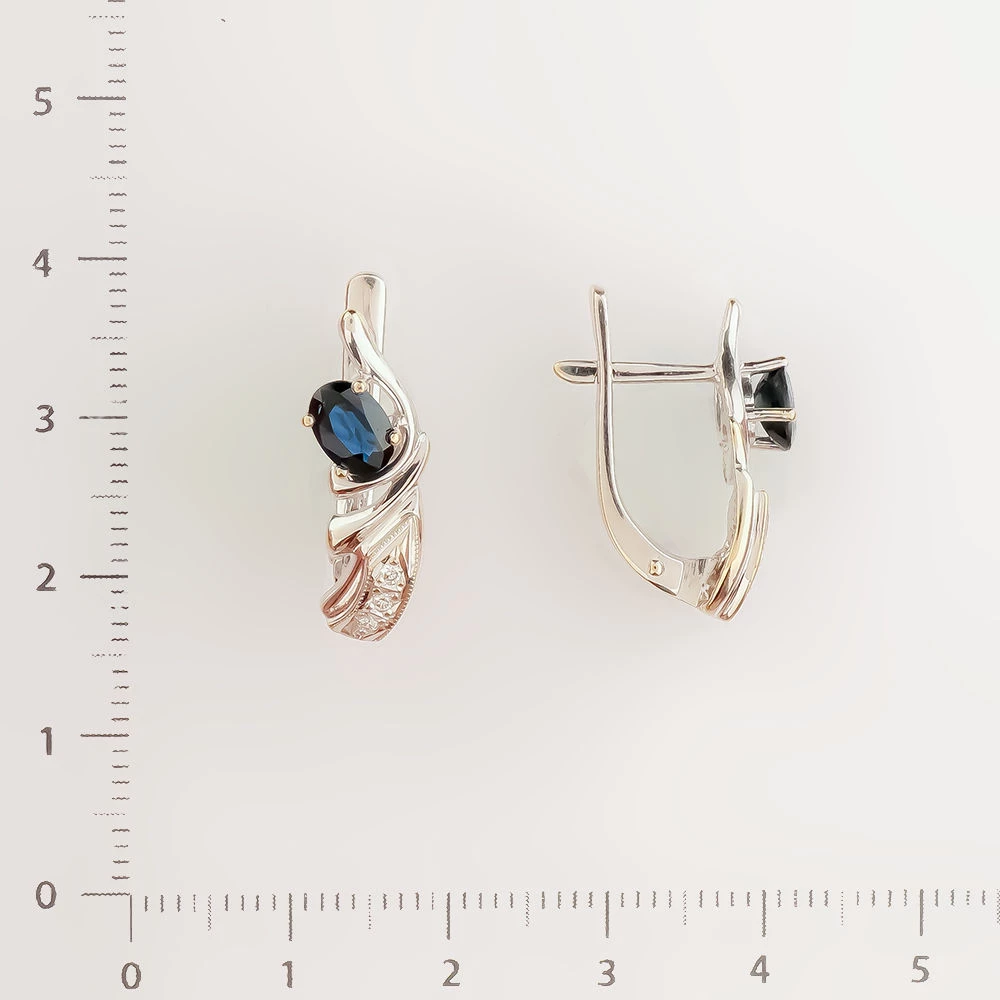 Серьги с сапфиром из белого золота 585 пробы 2