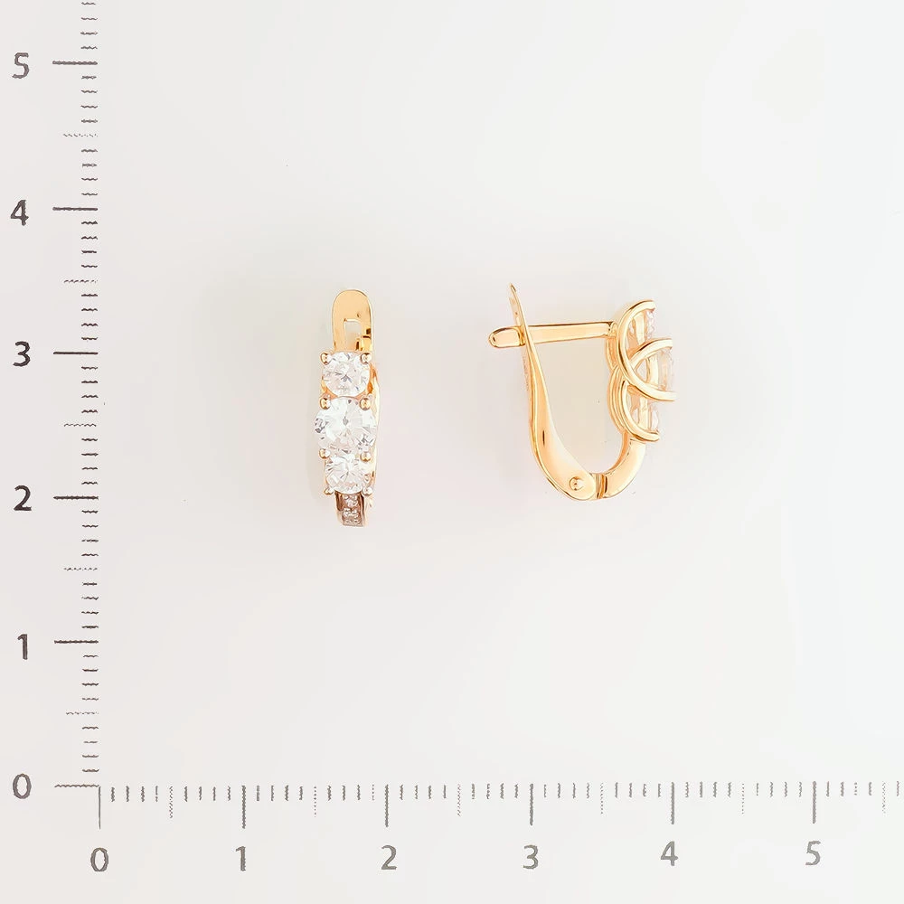 Серьги с фианитом из красного золота 585 пробы 2