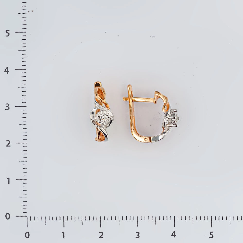 Серьги с бриллиантом из красного золота 585 пробы 2