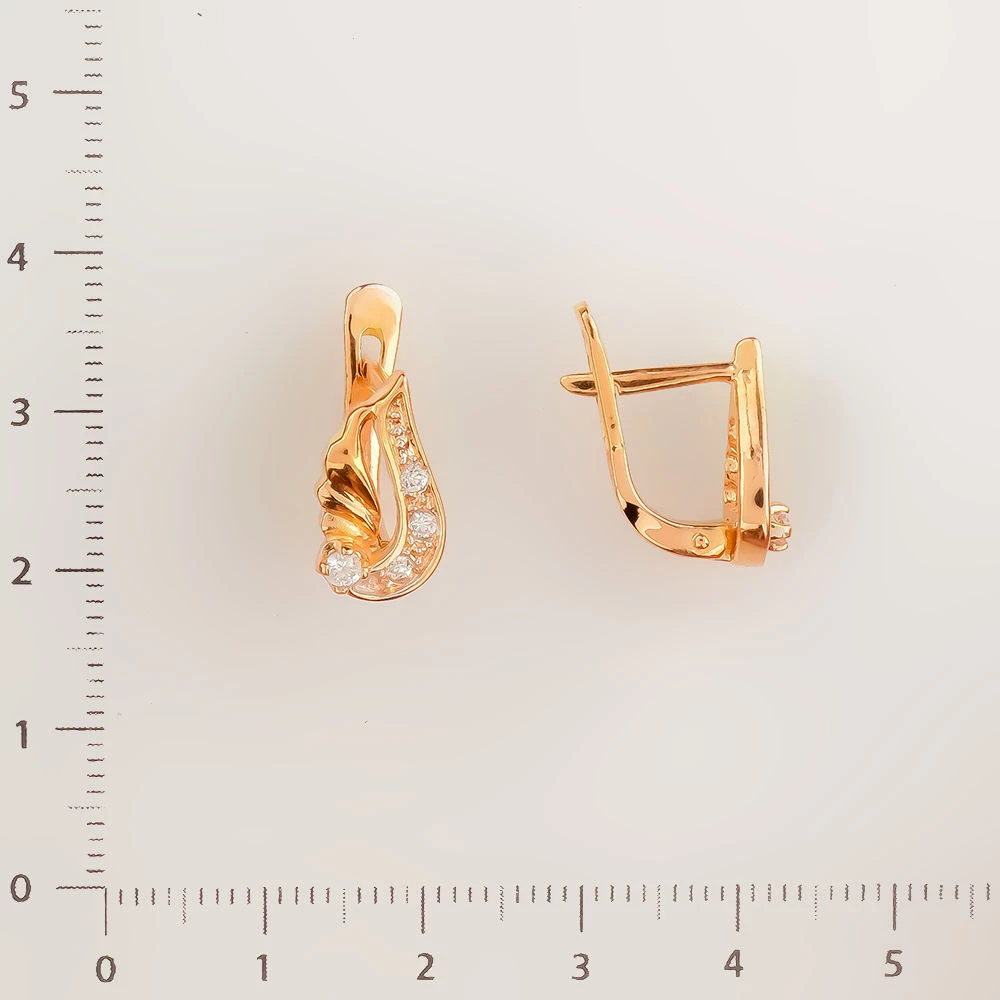 Серьги с фианитом из красного золота 585 пробы 2