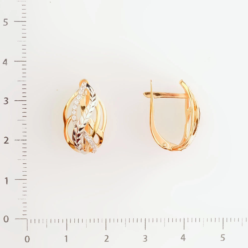 Серьги с фианитом из красного золота 585 пробы 2
