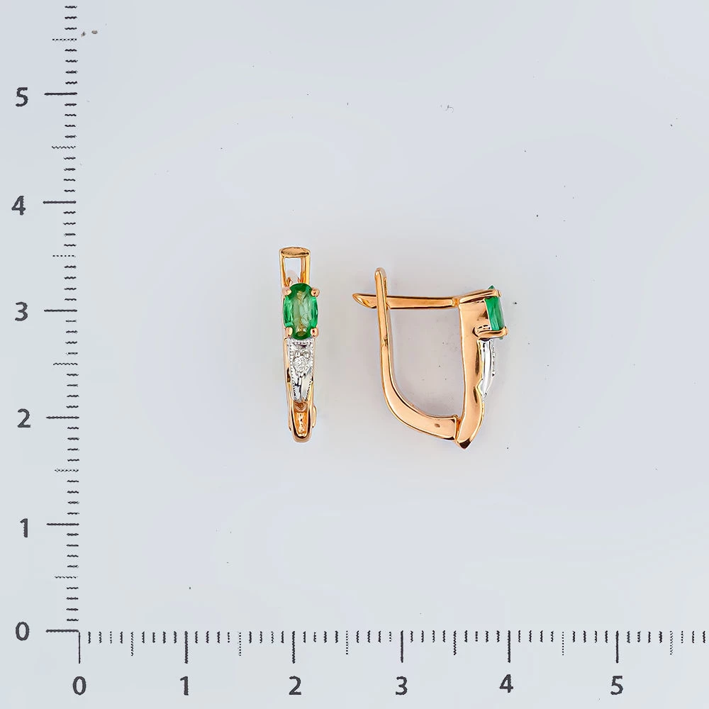 Серьги с изумрудом из красного золота 585 пробы 2
