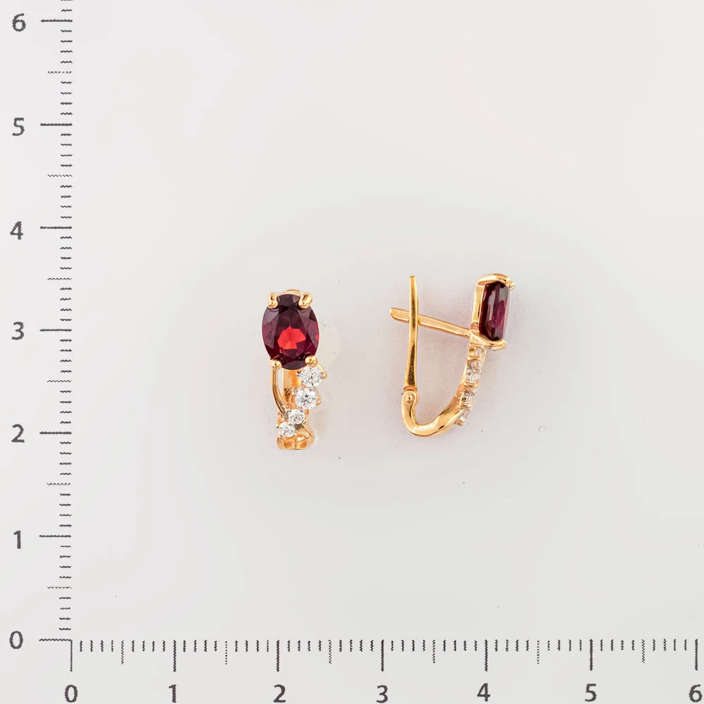 Серьги с гранатом из красного золота 585 пробы 2