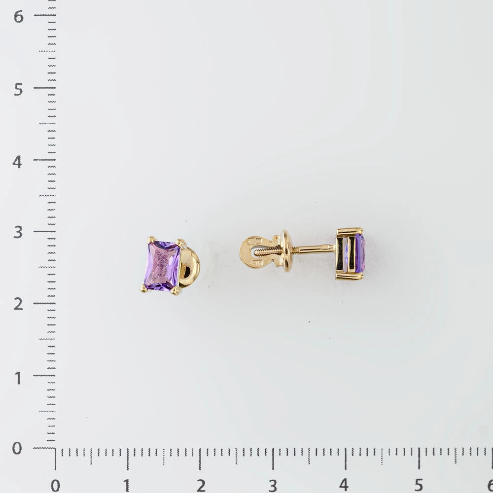 Серьги с аметистом из белого золота 585 пробы 2