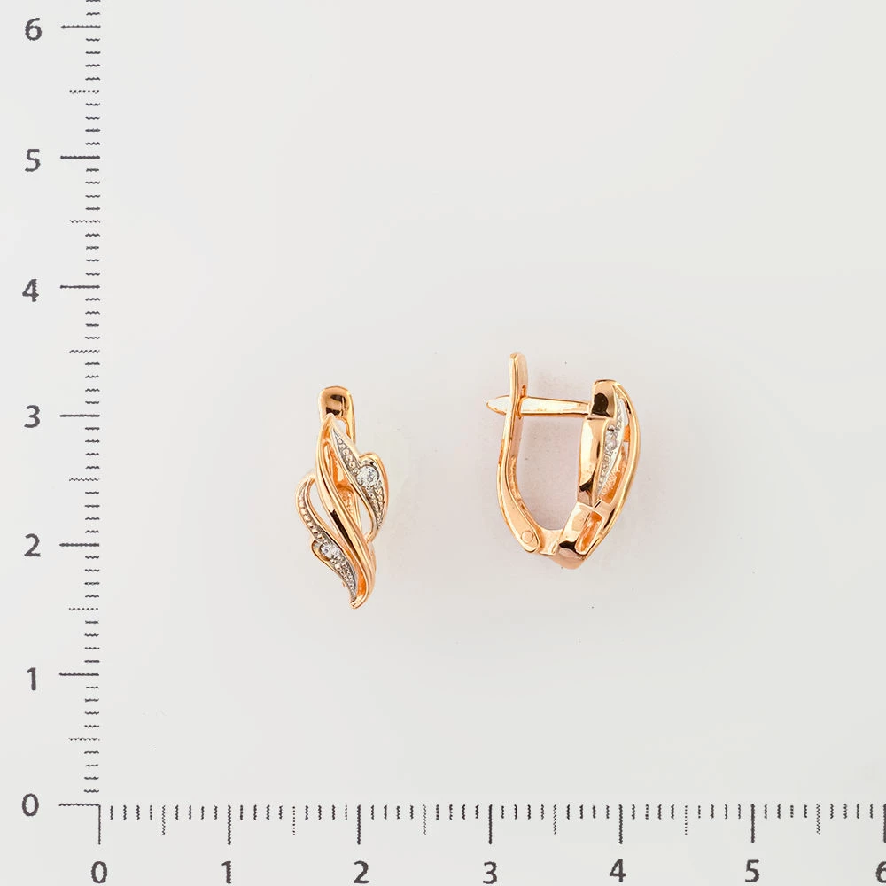 Серьги с фианитом из красного золота 585 пробы 2