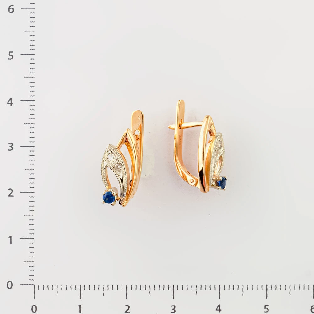 Серьги с сапфиром из красного золота 585 пробы 2
