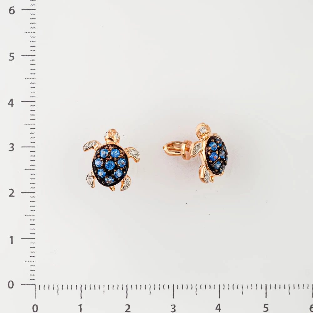 Серьги с сапфиром из красного золота 585 пробы