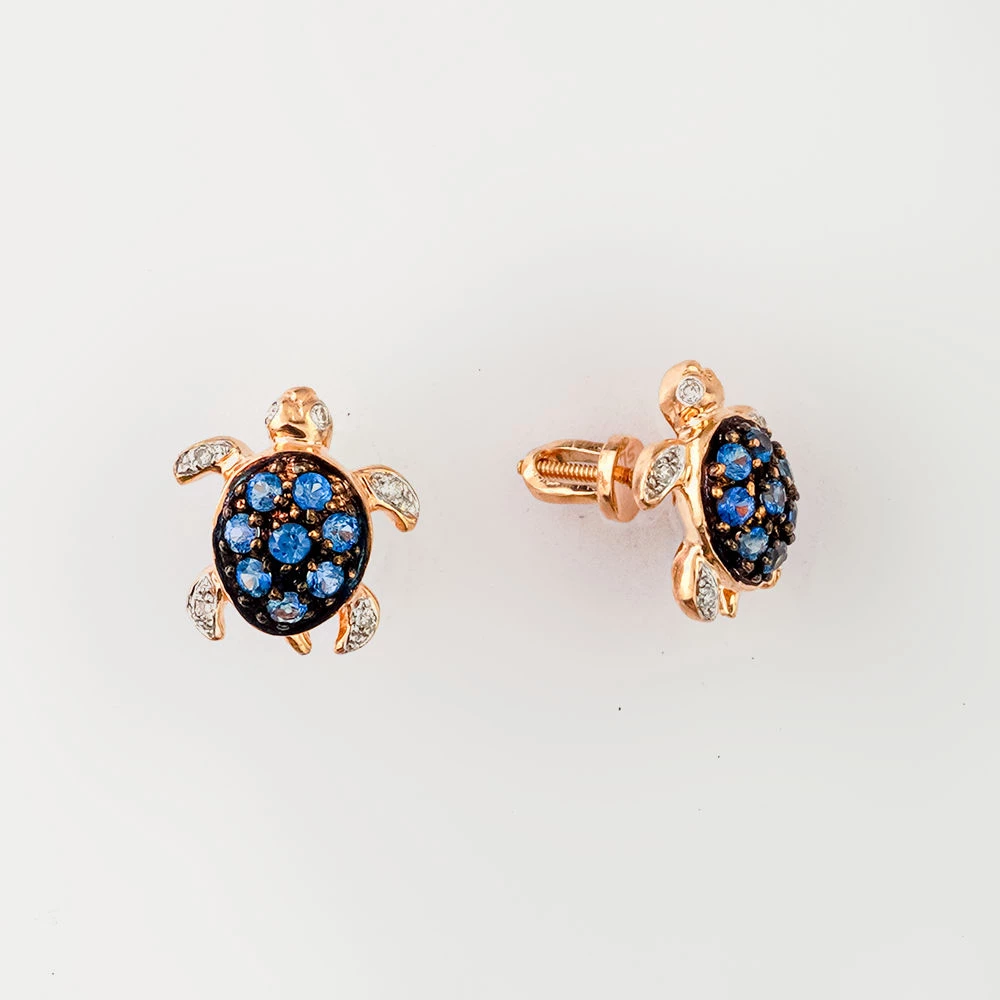 Серьги с сапфиром из красного золота 585 пробы