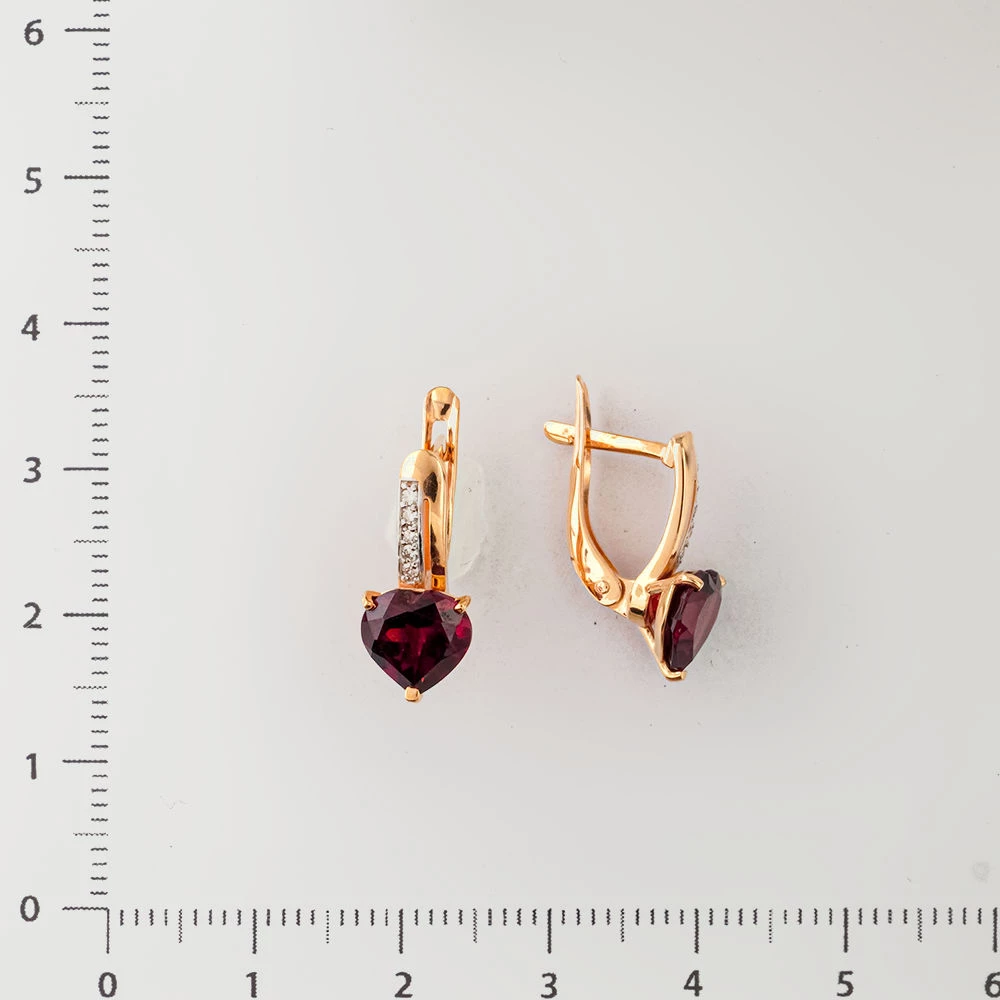 Серьги с гранатом из красного золота 585 пробы 2