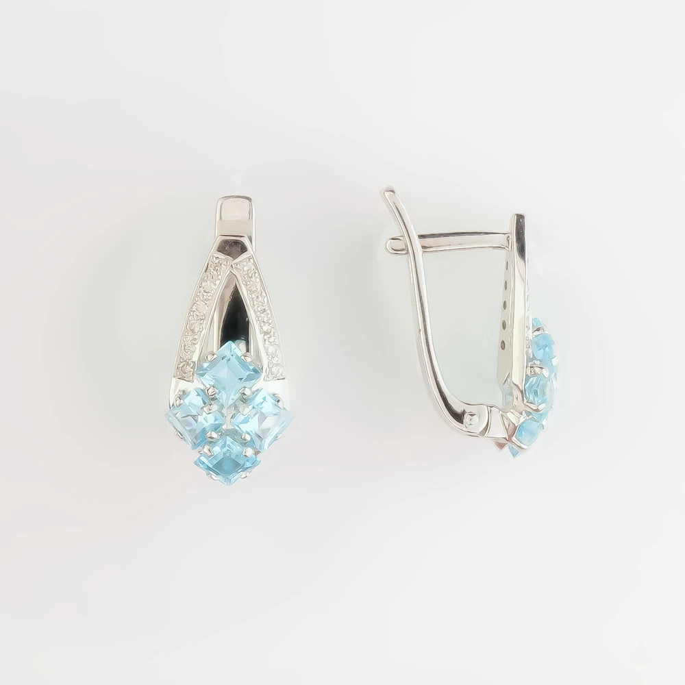 Серьги с топазом из белого золота 585 пробы 1