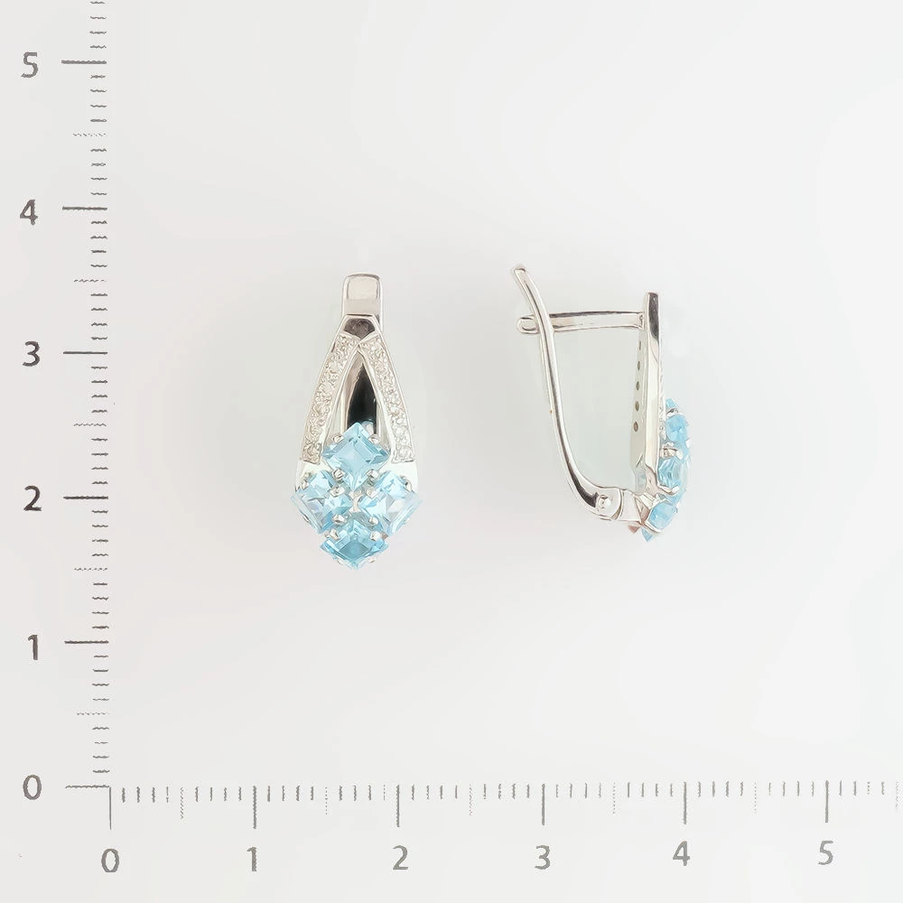 Серьги с топазом из белого золота 585 пробы 2