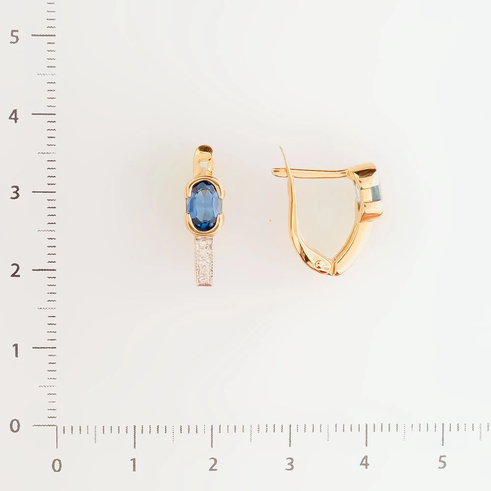 Серьги с сапфиром из красного золота 585 пробы 2