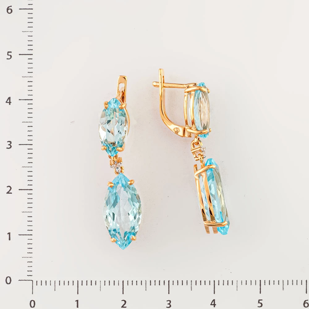 Серьги с топазом из красного золота 585 пробы 2