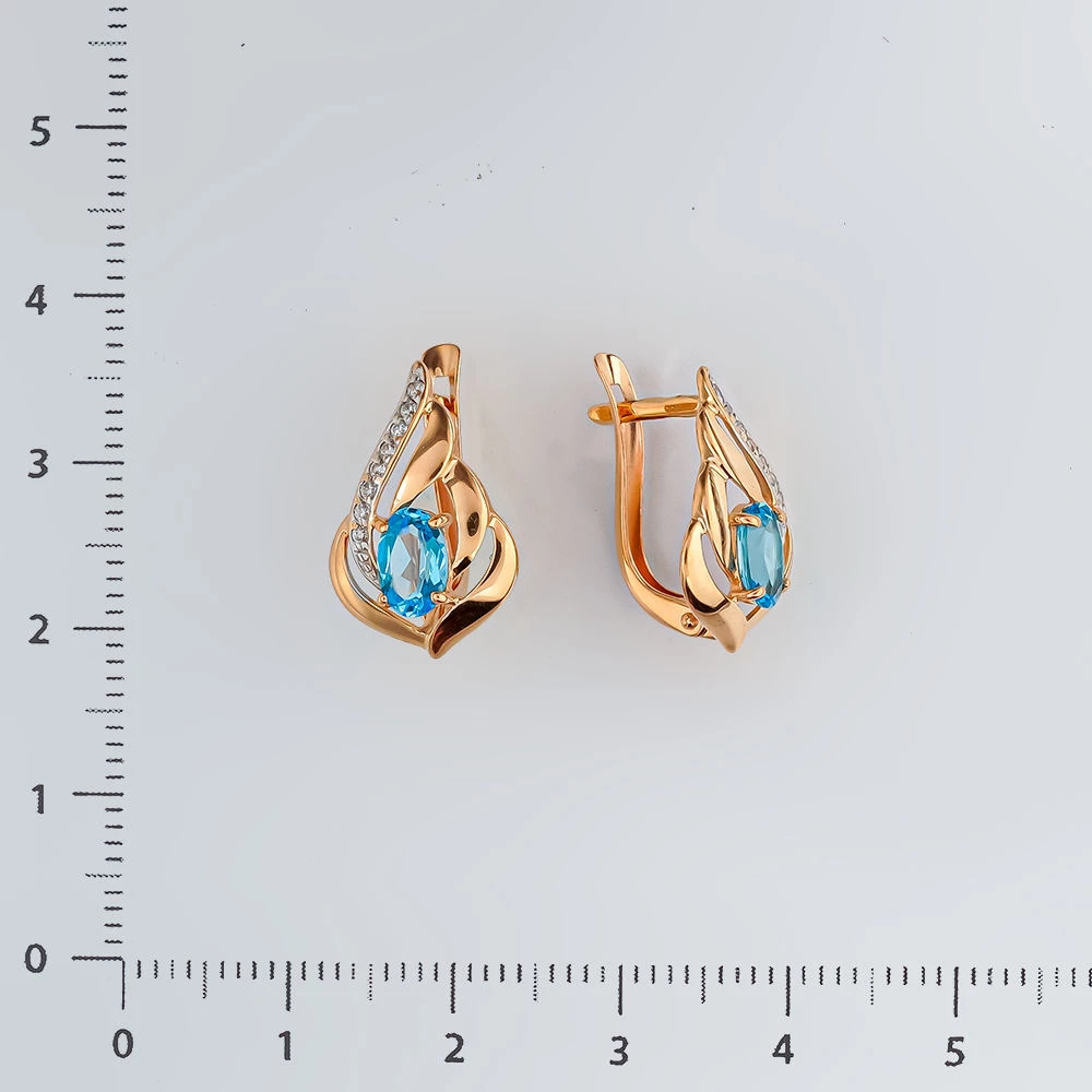 Серьги с топазом из красного золота 585 пробы 2