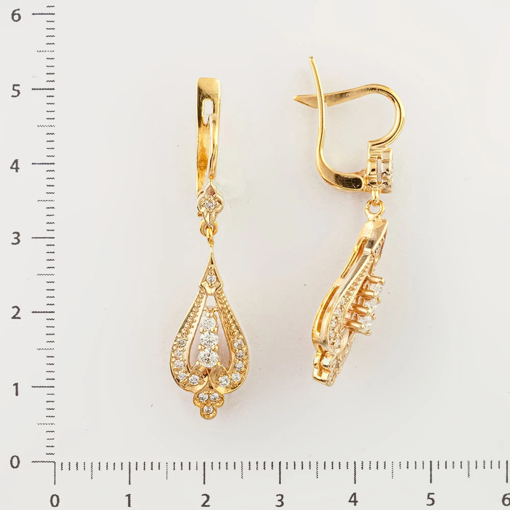 Серьги с бриллиантом из красного золота 585 пробы 2