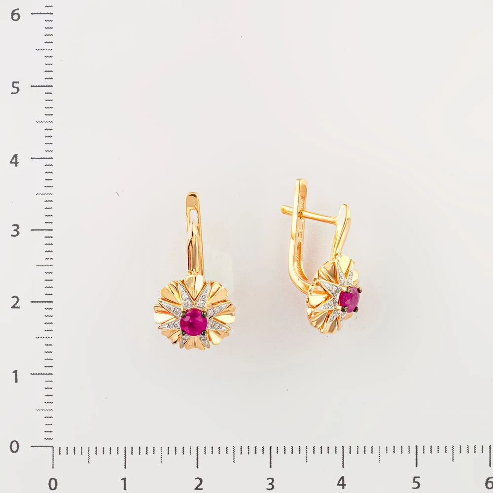 Серьги с рубином из красного золота 585 пробы 2