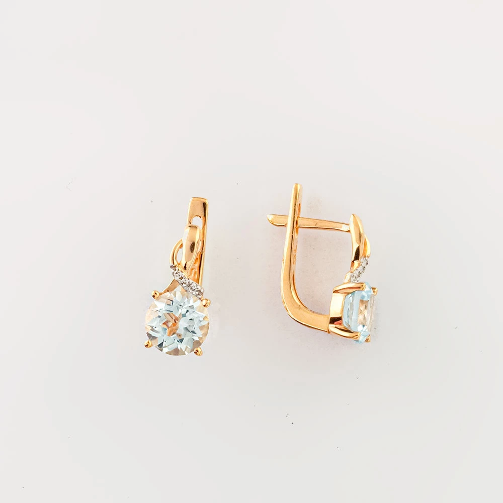 Серьги с топазом из красного золота 585 пробы 1