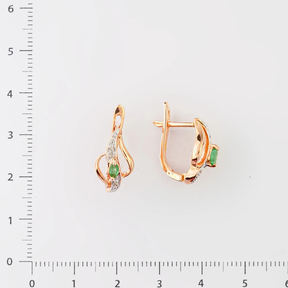 Серьги с изумрудом из красного золота 585 пробы 2
