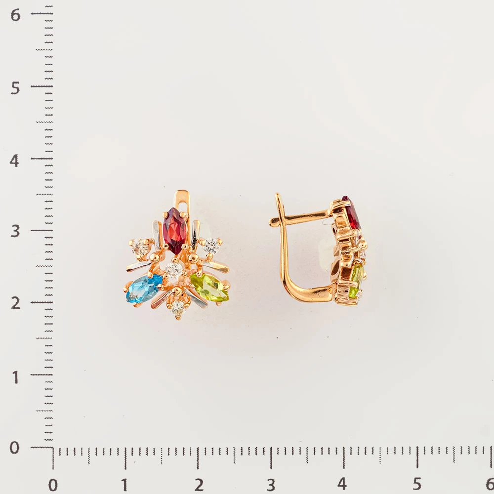 Серьги с хризолитом из красного золота 585 пробы 2