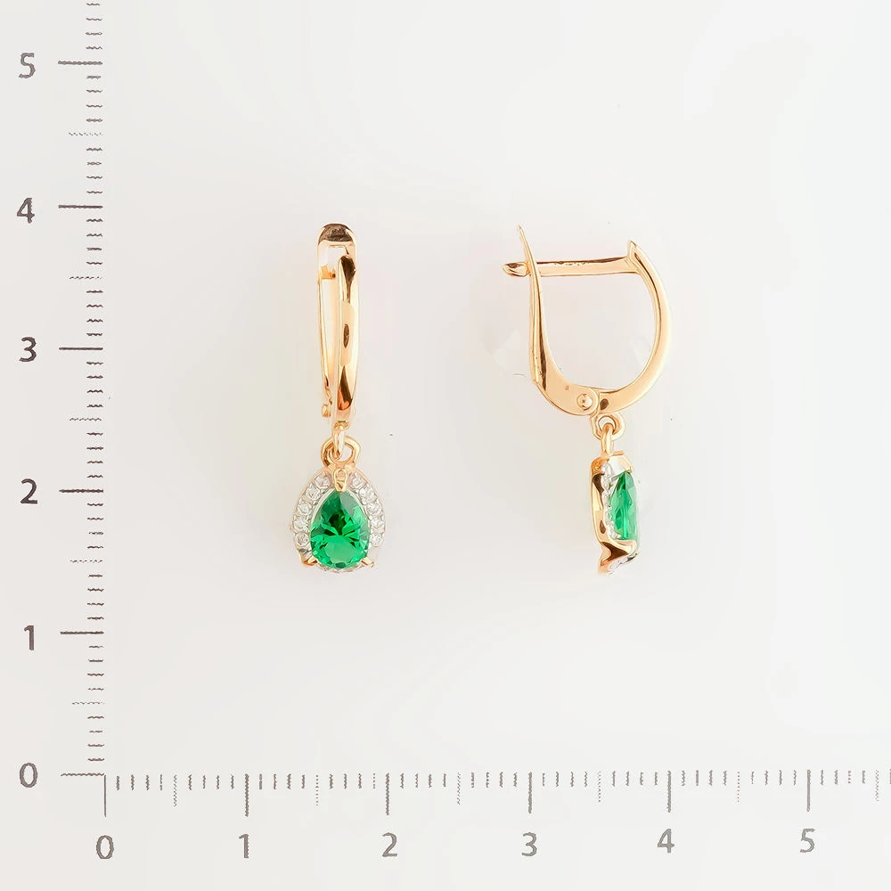 Серьги с фианитом из красного золота 585 пробы 2