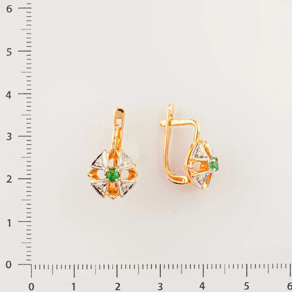 Серьги с изумрудом из красного золота 585 пробы 2
