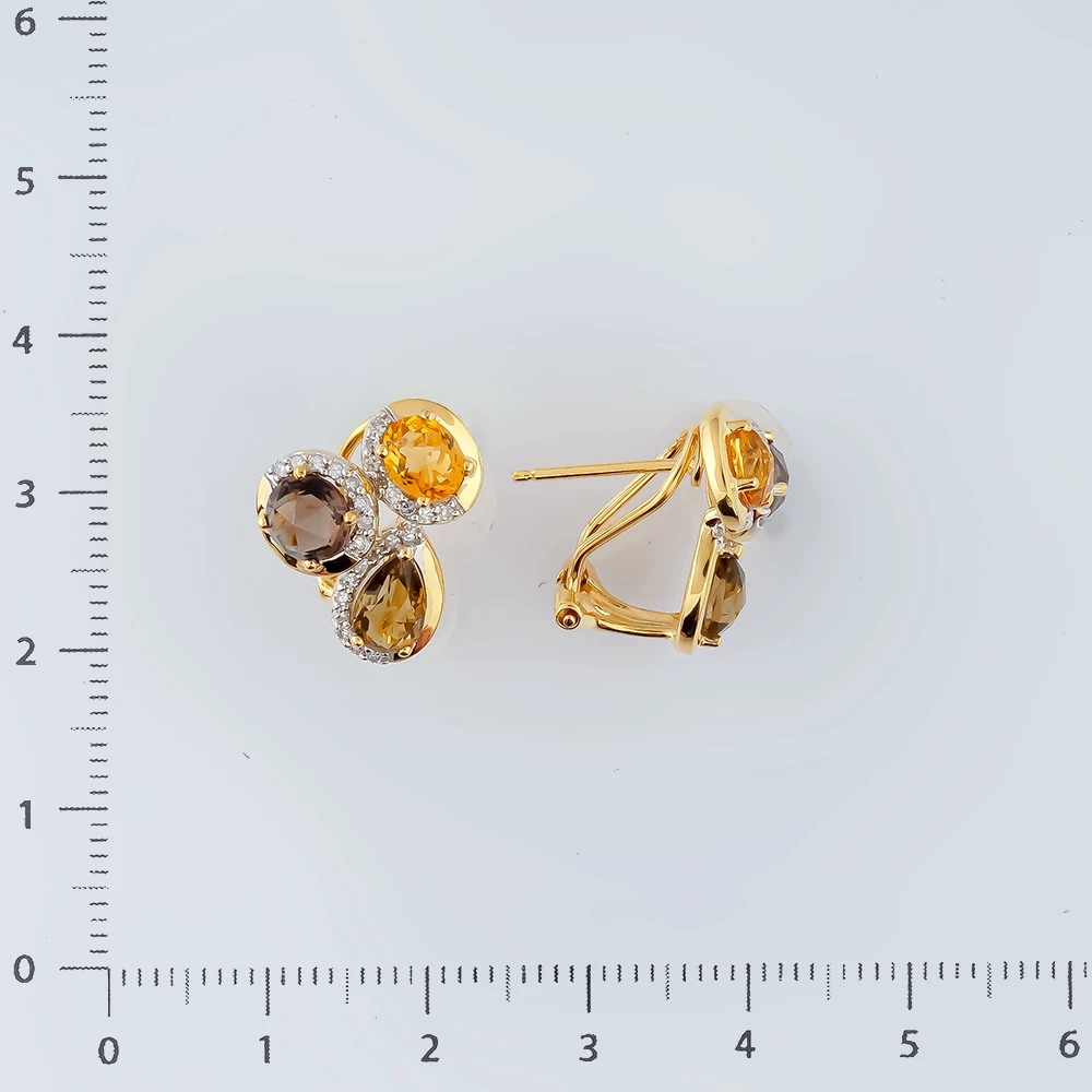 Серьги с цитрином из желтого золота 585 пробы 2