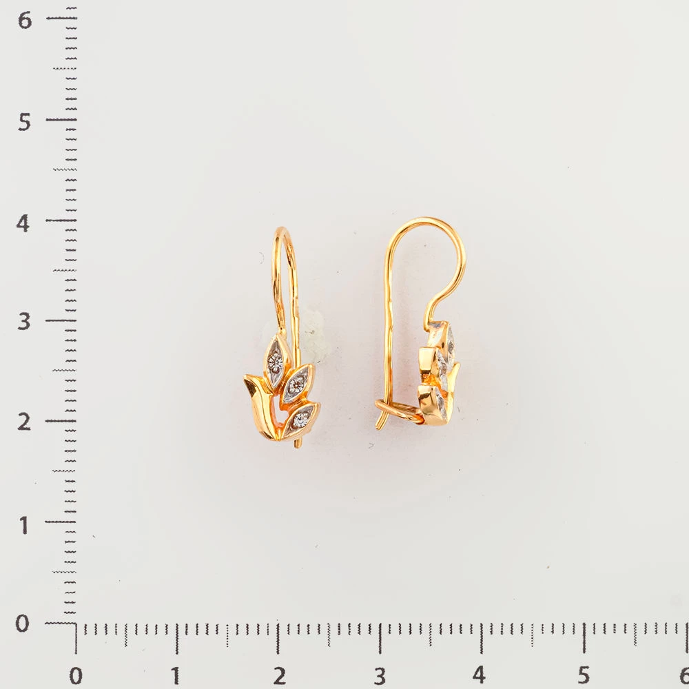 Серьги с фианитом из красного золота 585 пробы 2